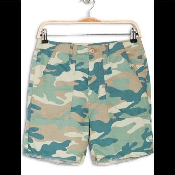 Mother The shaker camouflage chop fray linen shorts - Picture 3 of 4